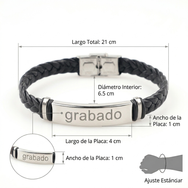 Pulsera Piel Trenzada Personalizable Hombre-Grabado Personalizado-Caja premium para regalo - Imagen 9