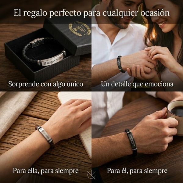 Pulsera Piel Trenzada Personalizable Hombre-Grabado Personalizado-Caja premium para regalo - Imagen 10