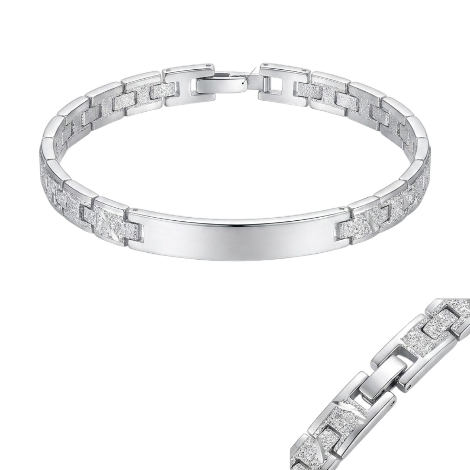 Pulsera de Acero Inoxidable Personalizable para Hombre y Mujer – Grabado Láser con Placa de 4 cm, Diseño Elegante y Regalo Original - Imagen 5