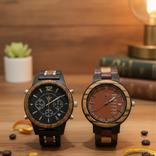 Reloj de Bambú Unisex Minimalista Correa Natural – Caja Premium Regalo – foto 6