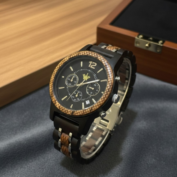 Reloj de Bambú Unisex Minimalista Correa Natural – Caja Premium Regalo – foto 7