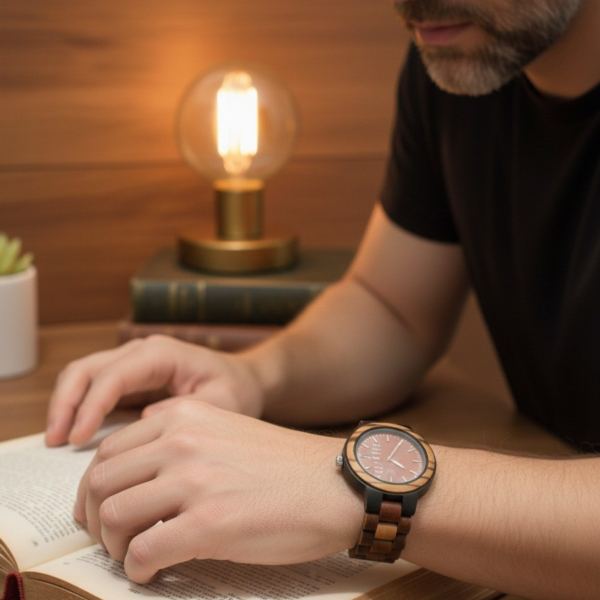 Reloj de Bambú Unisex Minimalista Correa Natural – Caja Premium Regalo – foto 4