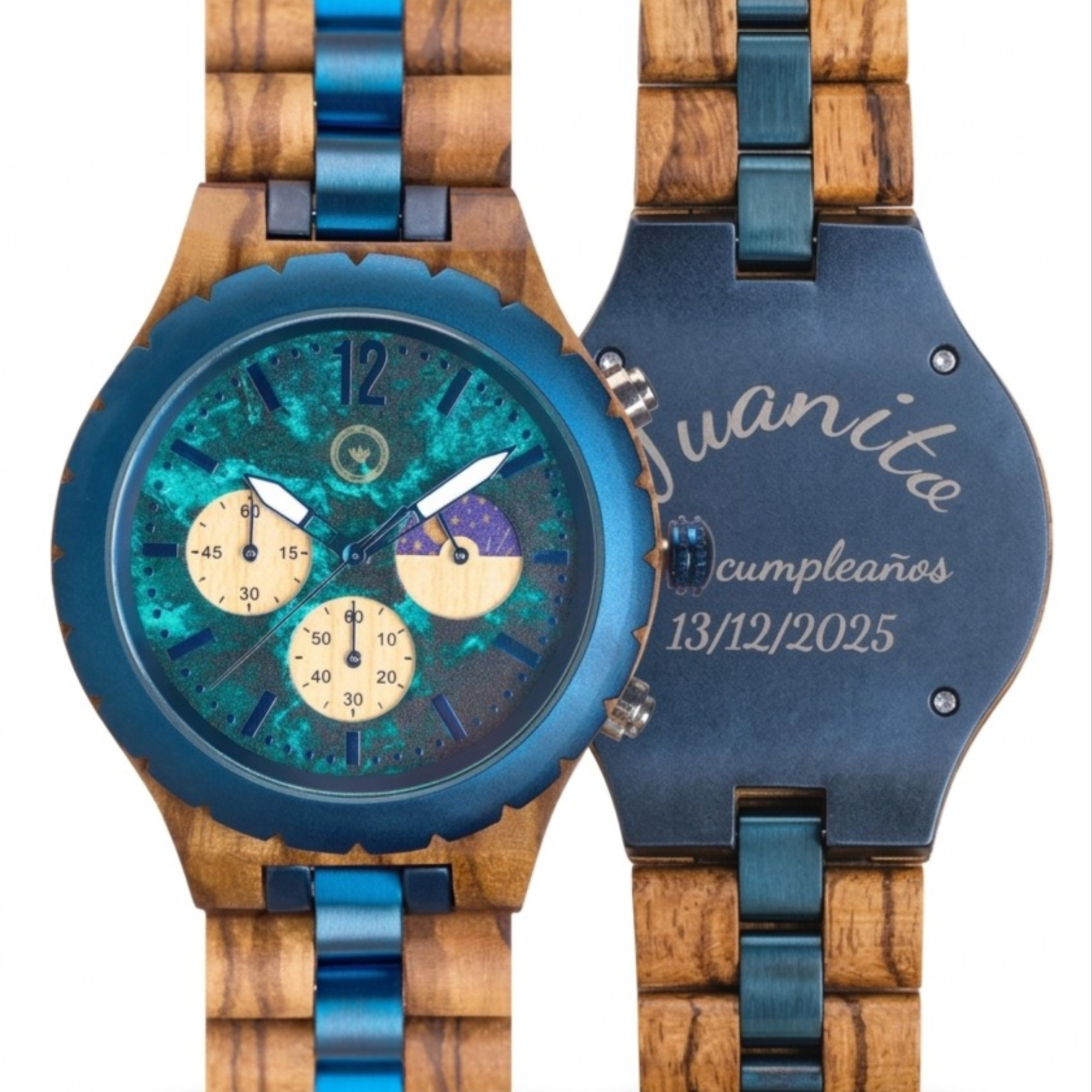 Reloj De Madera para Hombre con Grabado Personalizado-Caja premium para regalo