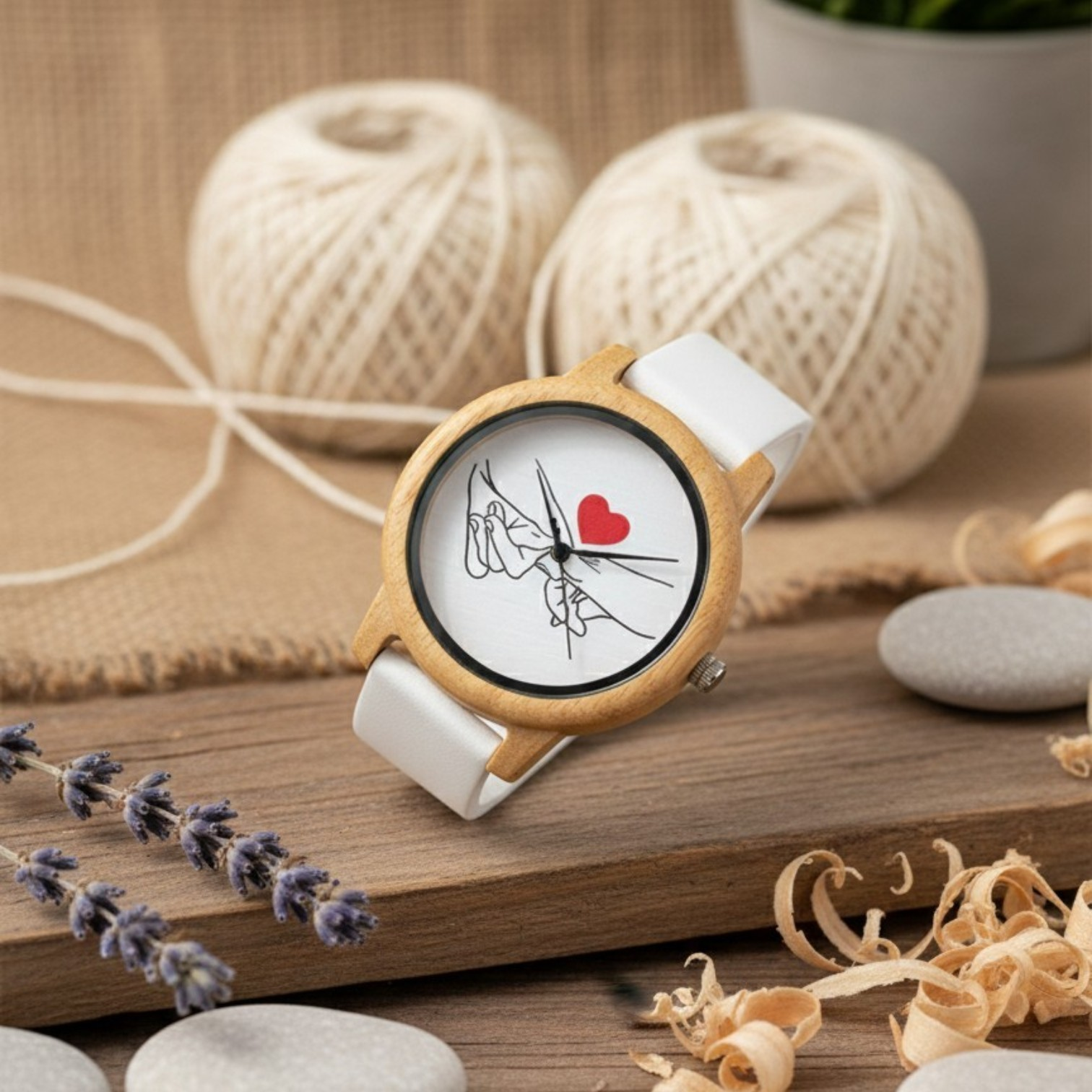 Reloj Bambú Personalizable Parejas Correa Silicona-Caja premium para regalo- - Imagen 2