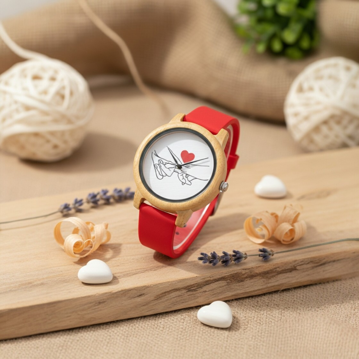Reloj Bambú Personalizable Parejas Correa Silicona-Caja premium para regalo- - Imagen 3