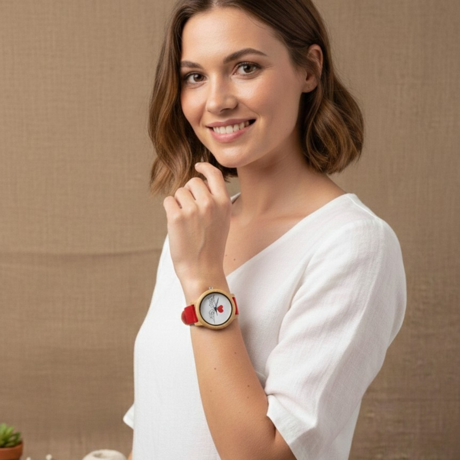 Reloj Bambú Personalizable Parejas Correa Silicona-Caja premium para regalo- - Imagen 6