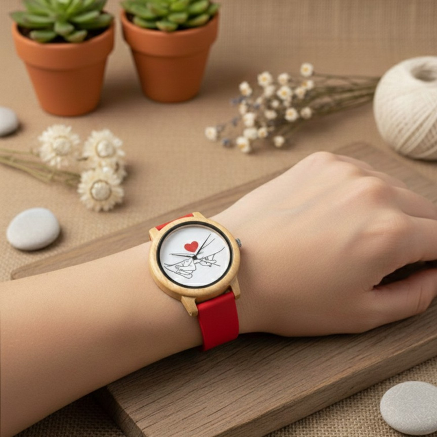 Reloj Bambú Personalizable Parejas Correa Silicona-Caja premium para regalo- - Imagen 10
