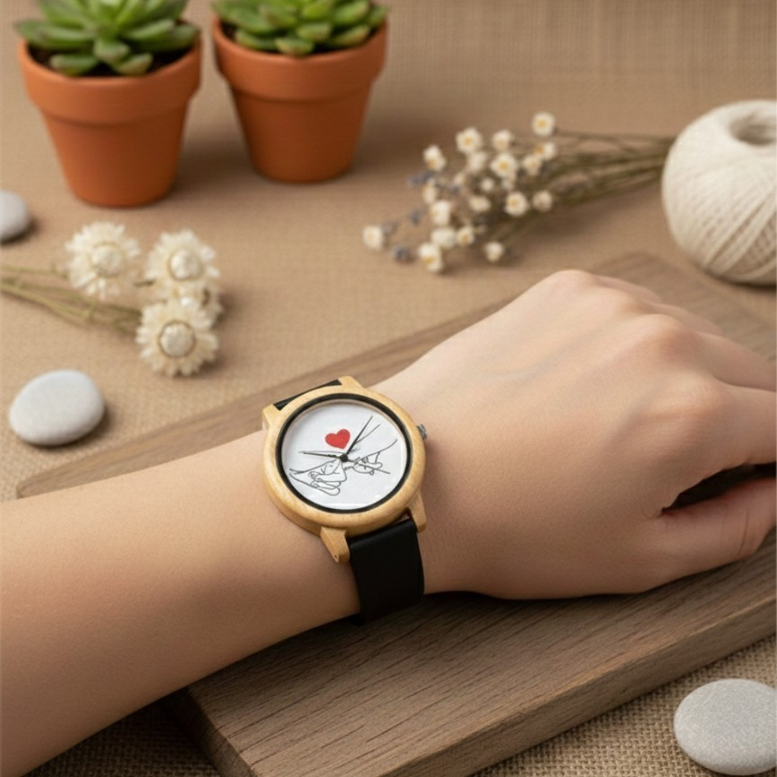Reloj Bambú Personalizable Parejas Correa Silicona-Caja premium para regalo- - Imagen 8