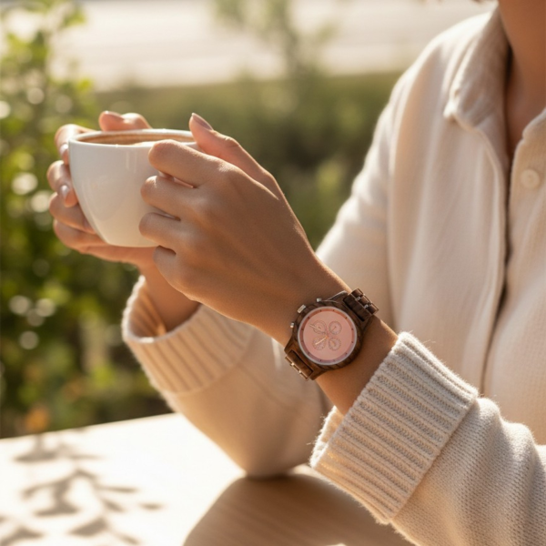 Reloj de Bambú Mujer Minimalista Correa Natural – Caja Premium Regalo – foto 2