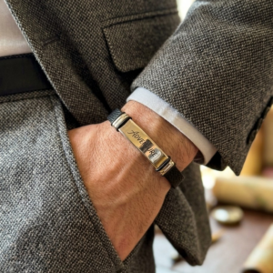 Pulsera Piel Trenzada Personalizable Hombre-Grabado Personalizado-Caja premium para regalo