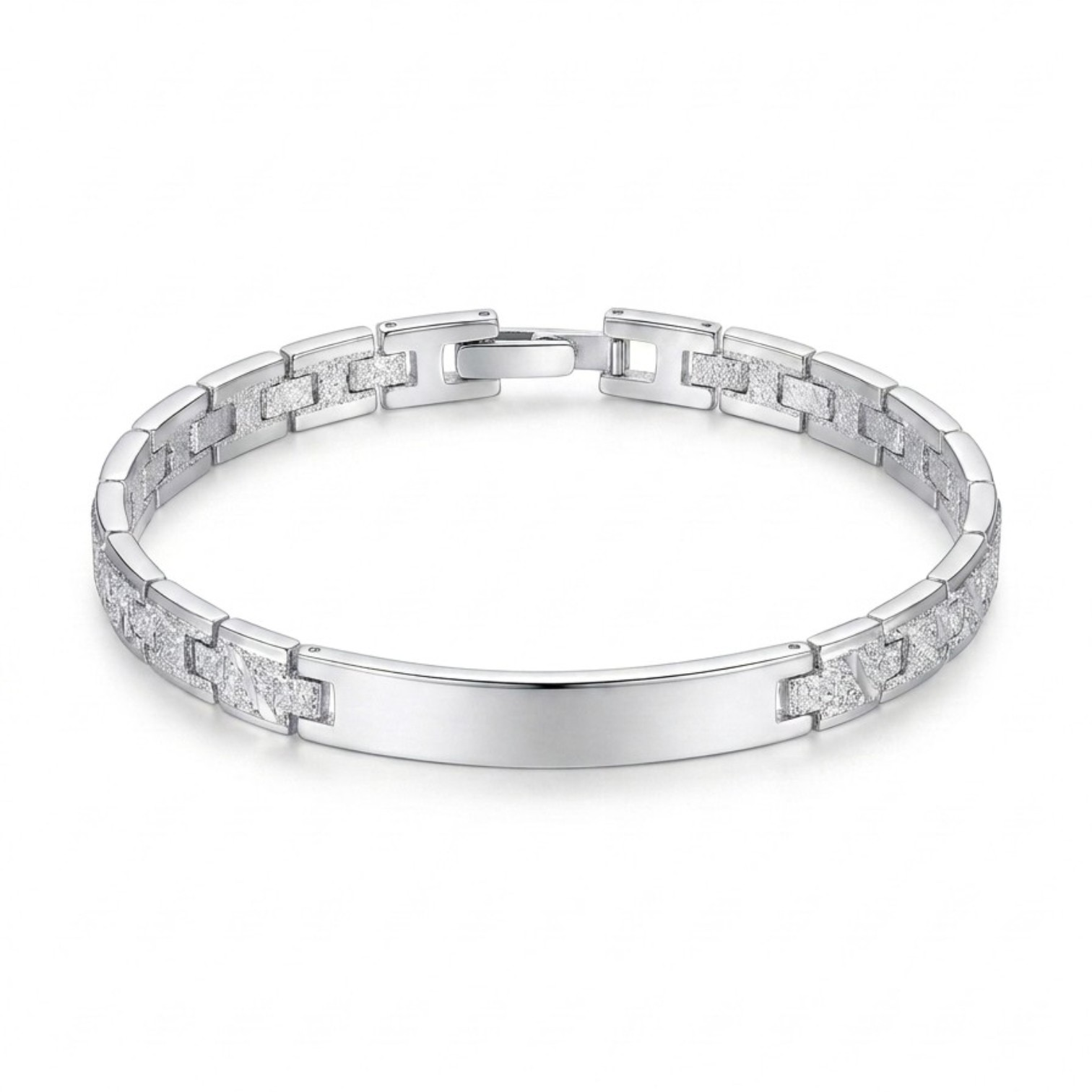 Pulsera de Acero Inoxidable Personalizable para Hombre y Mujer – Grabado Láser con Placa de 4 cm, Diseño Elegante y Regalo Original - Imagen 2
