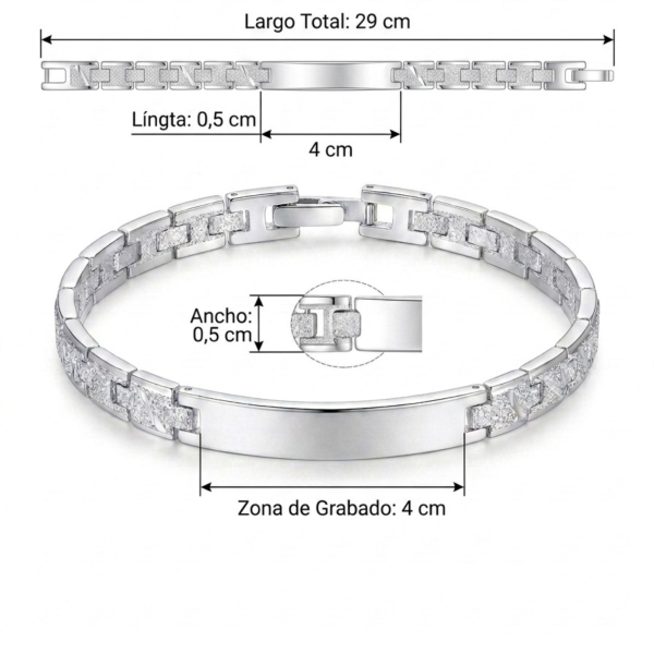 Pulsera de Acero Inoxidable Personalizable para Hombre y Mujer – Grabado Láser con Placa de 4 cm, Diseño Elegante y Regalo Original - Imagen 7