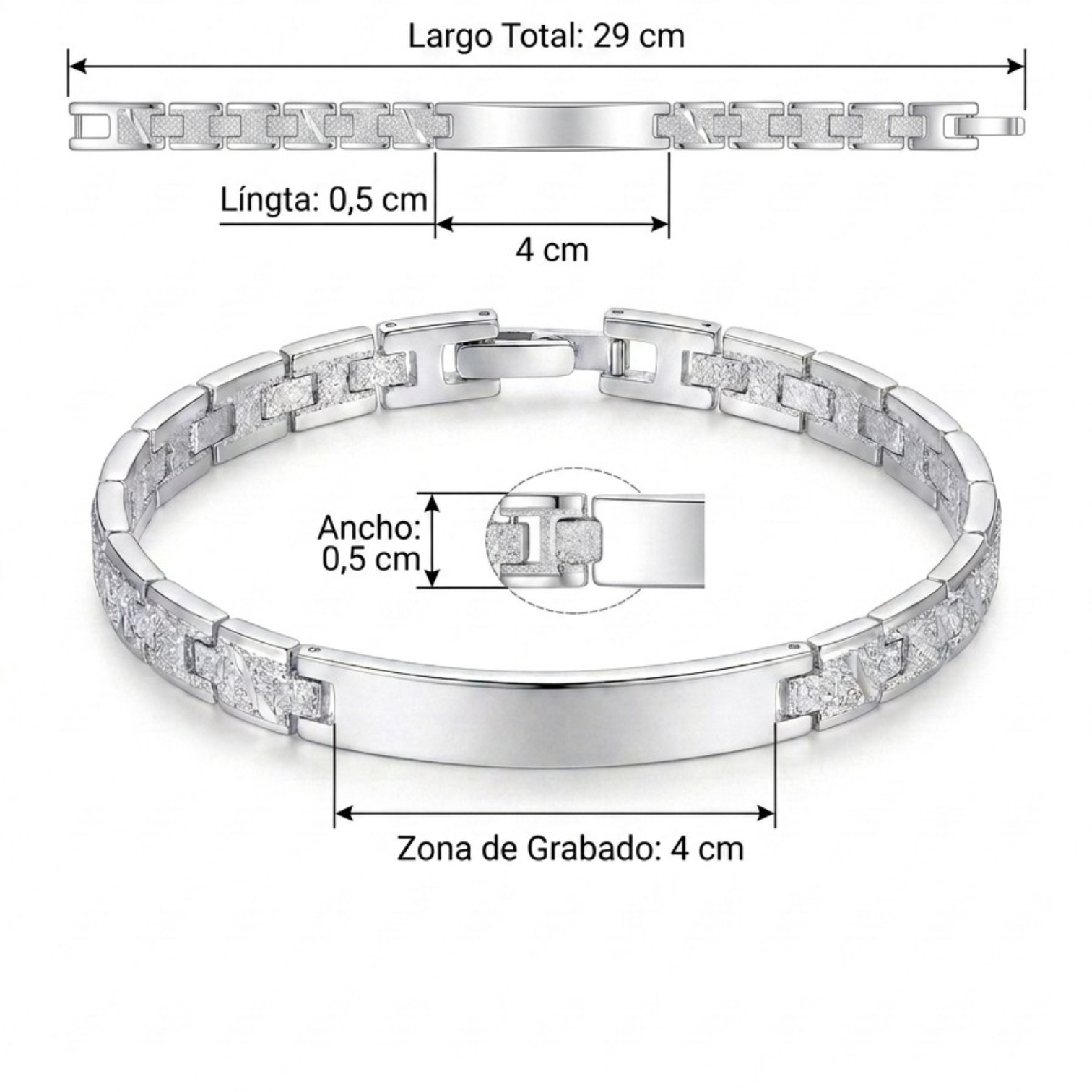 Pulsera de Acero Inoxidable Personalizable para Hombre y Mujer – Grabado Láser con Placa de 4 cm, Diseño Elegante y Regalo Original - Imagen 7