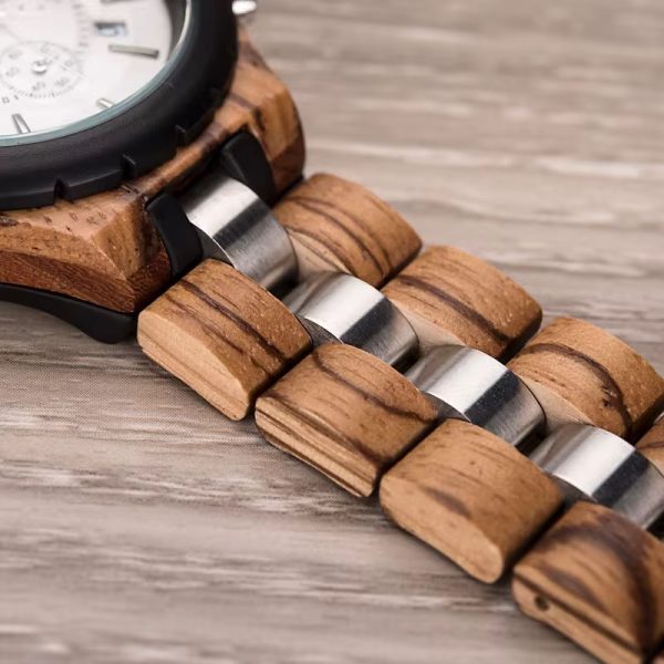 Reloj de Madera Cronógrafo Hombre Elegante – Estuche de Madera Premium Regalo - Imagen 5
