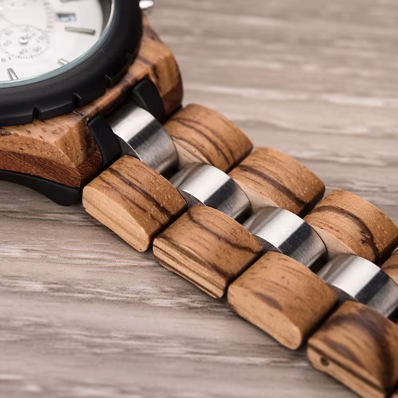Reloj de Madera para Hombre Estilo Cronógrafo – Reloj de Pulsera Elegante con Estuche de Madera Premium · Regalo Original - Imagen 5