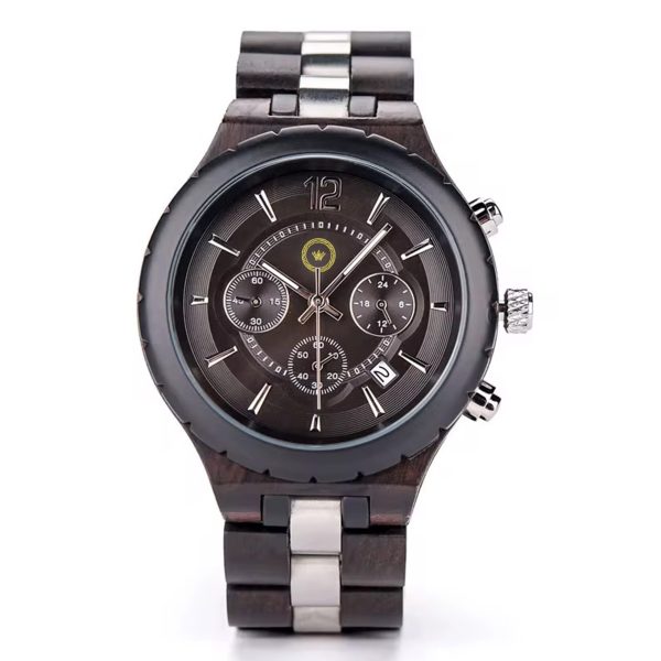 Reloj de Madera Cronógrafo Hombre Grabado Personalizado – Estuche de Madera Regalo - Imagen 6