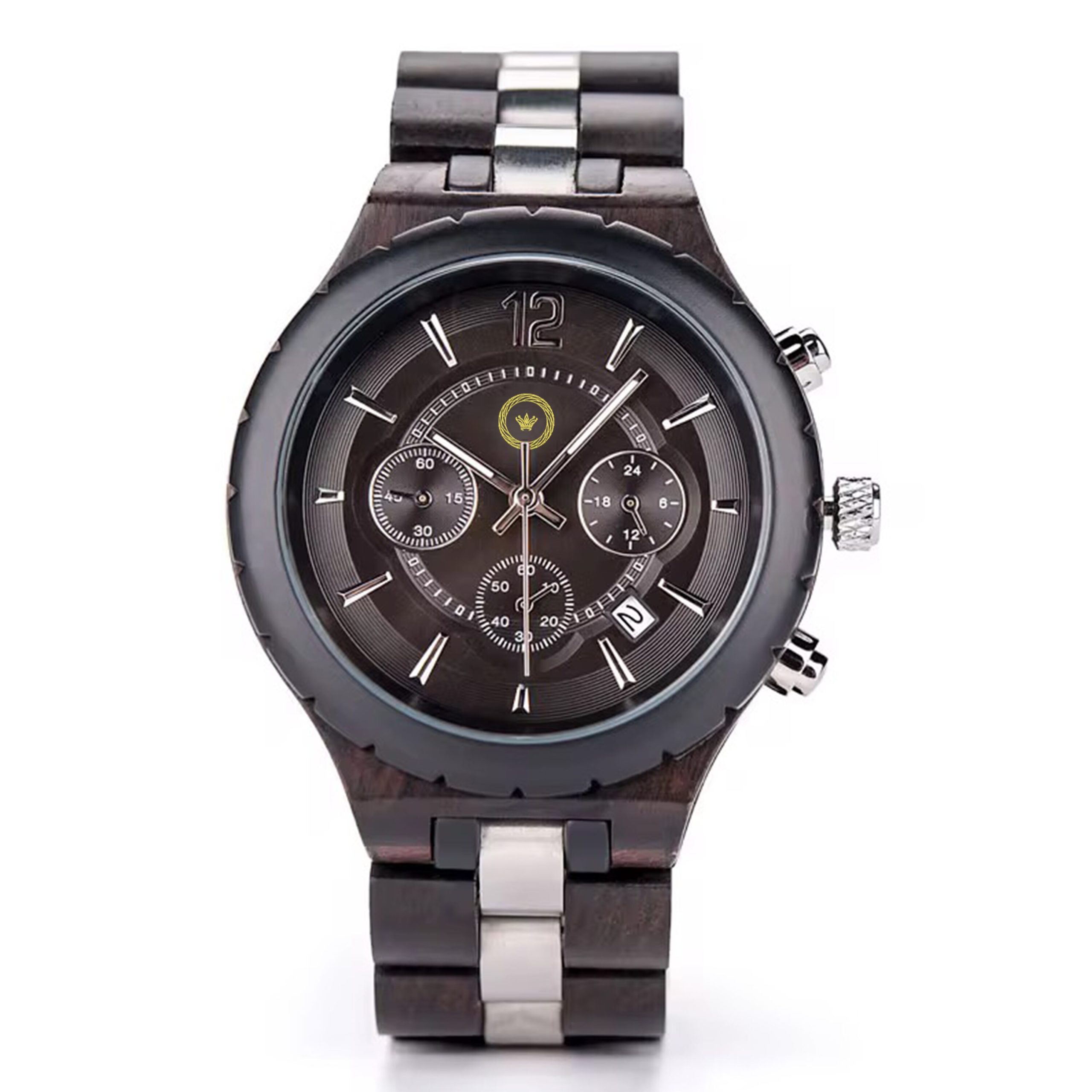 Reloj de Madera Personalizable con Grabado para Hombre Estilo Cronógrafo – Estuche de Madera Premium · Regalo Original - Imagen 6