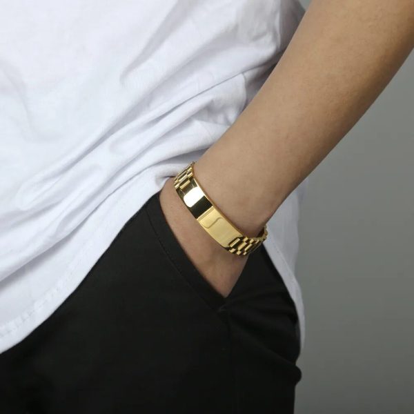 Pulsera Personalizable con Grabado – Placa Lisa para Grabar Nombre, Iniciales o Fecha · Regalo Original - Imagen 4