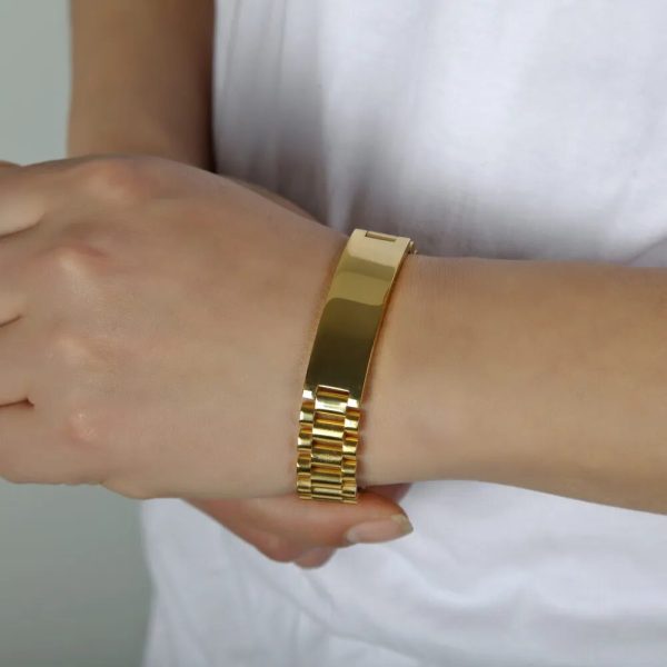 Pulsera Personalizable con Grabado – Placa Lisa para Grabar Nombre, Iniciales o Fecha · Regalo Original - Imagen 5