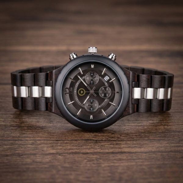Reloj de Madera Cronógrafo Hombre Grabado Personalizado – Estuche de Madera Regalo - Imagen 3
