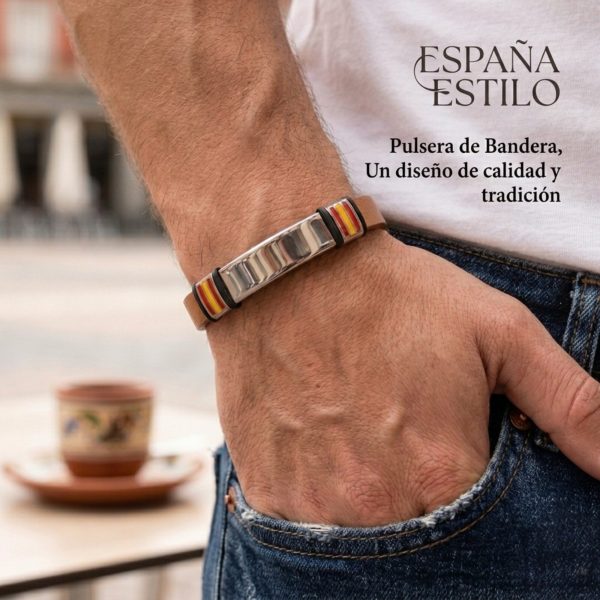 Pulsera de Cuero Personalizada Hombre con Placa de Acero Grabada – Regalo Original - Imagen 4