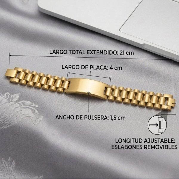 Pulsera Personalizable con Grabado – Placa Lisa para Grabar Nombre, Iniciales o Fecha · Regalo Original - Imagen 7