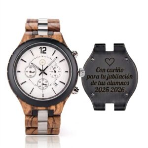Reloj de Madera para Hombre Estilo Cronógrafo – Reloj de Pulsera Elegante con Estuche de Madera Premium · Regalo Original