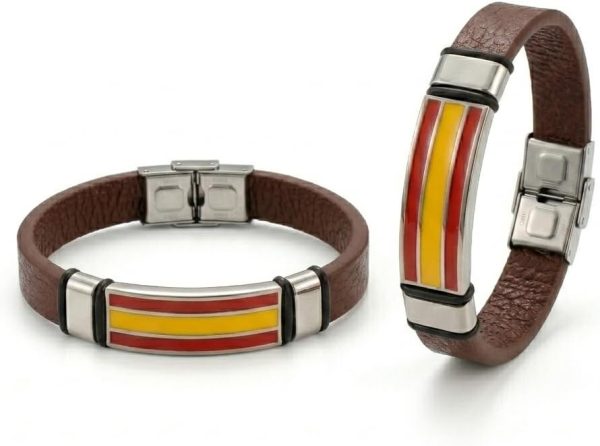 Pulsera Cuero Bandera España Hombre Mujer - Pulseras Selección Española Fútbol Aficionados