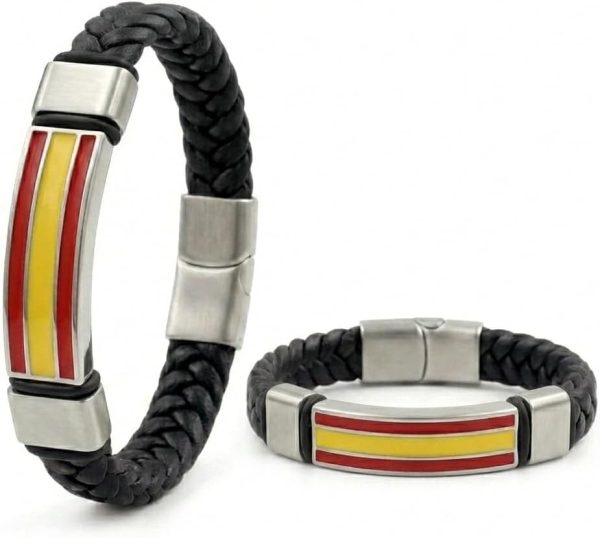 Pulsera Cuero Bandera España Hombre Mujer - Pulseras Selección Española Fútbol Aficionados