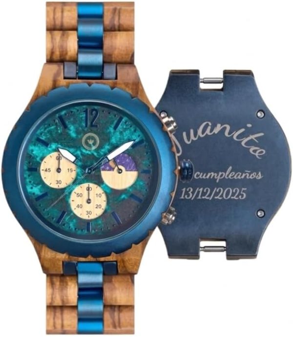 Reloj Madera Personalizado Hombre Correa Ajustable - Grabado Personalizable