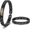 Pulsera Hombre Acero Inoxidable-Pulseras con Placa Grabable Personalizada-Grabado Personalizado Nombre