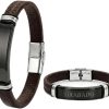 Pulsera Piel Personalizable Hombre-Grabado Personalizado Nombre Fecha-Ajustable Cierre Seguro