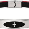 Pulsera Bandera de España Cuero Negro y Acero