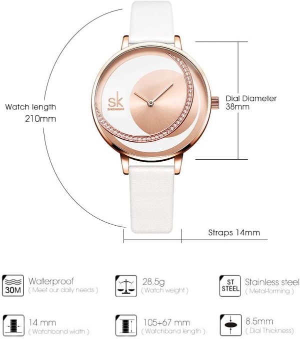 Shengke - Reloj de pulsera, con correa de piel