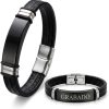 Pulsera Piel Personalizable Hombre-Grabado Personalizado Nombre Fecha-Ajustable Cierre Seguro