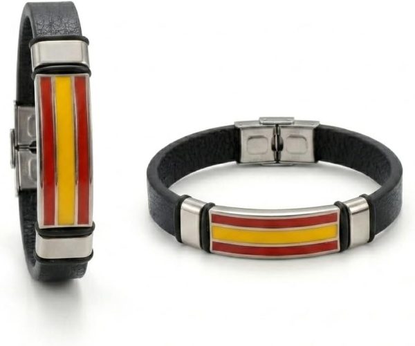 Pulsera Cuero Bandera España Hombre Mujer - Pulseras Selección Española Fútbol Aficionados