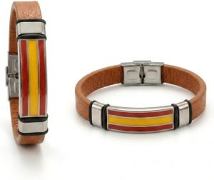 Pulsera Cuero Bandera España Hombre Mujer - Pulseras Selección Española Fútbol Aficionados
