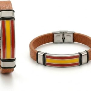Pulsera Cuero Bandera España Hombre Mujer - Pulseras Selección Española Fútbol Aficionados