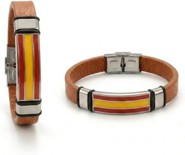 Pulsera Cuero Bandera España Hombre Mujer - Pulseras Selección Española Fútbol Aficionados