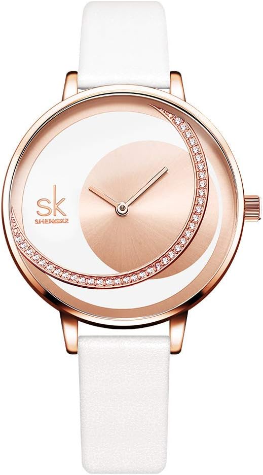 Shengke - Reloj de pulsera, con correa de piel