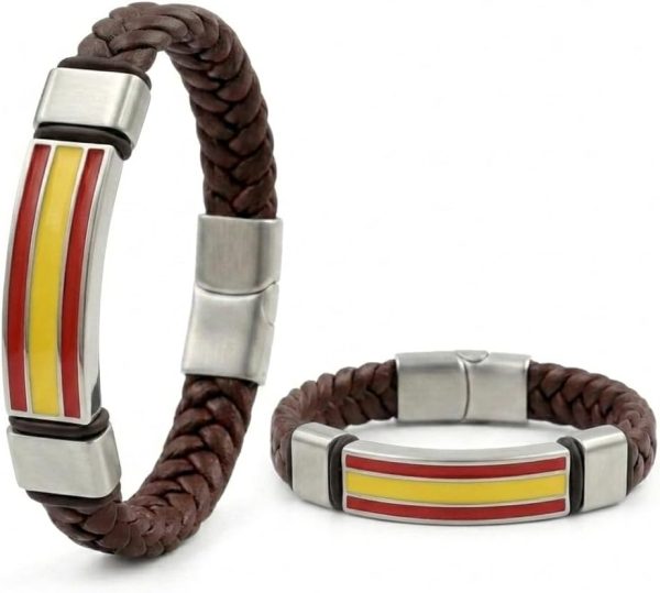 Pulsera Cuero Bandera España Hombre Mujer - Pulseras Selección Española Fútbol Aficionados