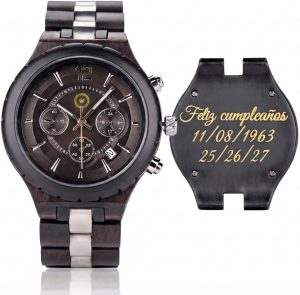 Reloj Madera Personalizado Hombre Correa Ajustable - Grabado Personalizable