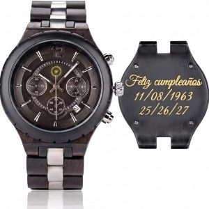 Reloj Madera Personalizado Hombre Correa Ajustable - Grabado Personalizable