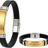 Pulsera Piel Personalizable Hombre-Grabado Personalizado Nombre Fecha-Ajustable Cierre Seguro