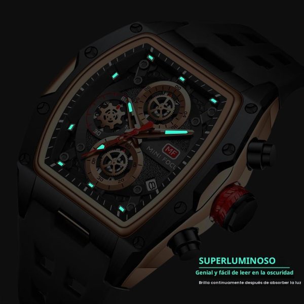 MF MINI FOCUS Relojes de pulsera para hombre únicos e informales (cronógrafo/impermeable/luminoso/calendario)