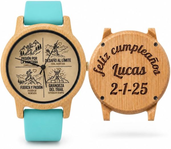 Reloj Deportivo Madera Bambú Personalizado - Grabado Láser