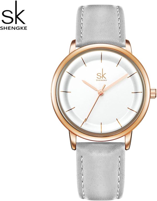 SHENGKE Reloj de pulsera de cuarzo para mujer