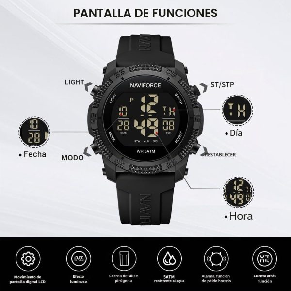 Naviforce Reloj Digital Deportivo Resistente al Agua