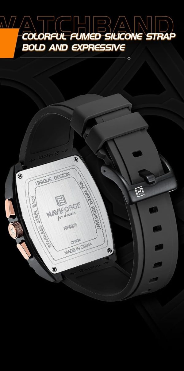 Naviforce Reloj Reloj de Pulsera Moda Hollow Big Dial Luminoso Impermeable Deporte Analógico Cuarzo Negocios