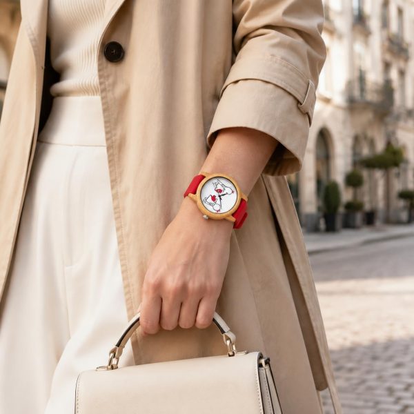 Reloj Madera Bambú Personalizado Mujer Correa Silicona - Grabado Personalizable